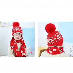 Вязаная шапка Vobozeany с шарфом для детей, зимняя synthetic.ua - Фото 1