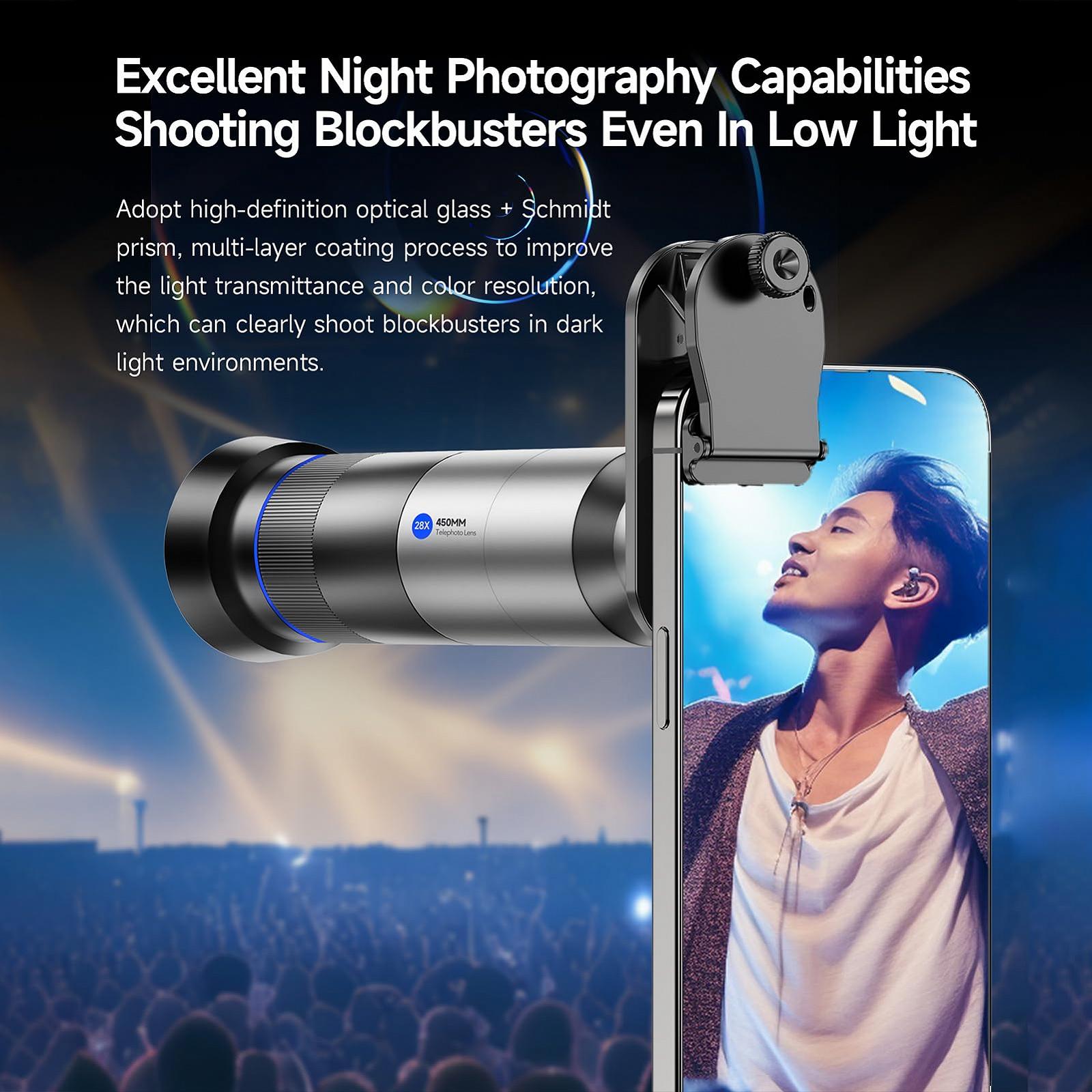 Монокуляр Camnoon 28X 40 мм 450 мм з штативом адаптером і кріпленням для телефону, фото №7 Монокуляр Camnoon 28X 40 мм 450 мм з штативом адаптером і кріпленням для телефону, фото №7