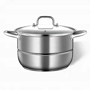 Кастрюля для запекания из нержавеющей стали с крышкой для индукционных плит 25.5 см 8 л - Фото 1