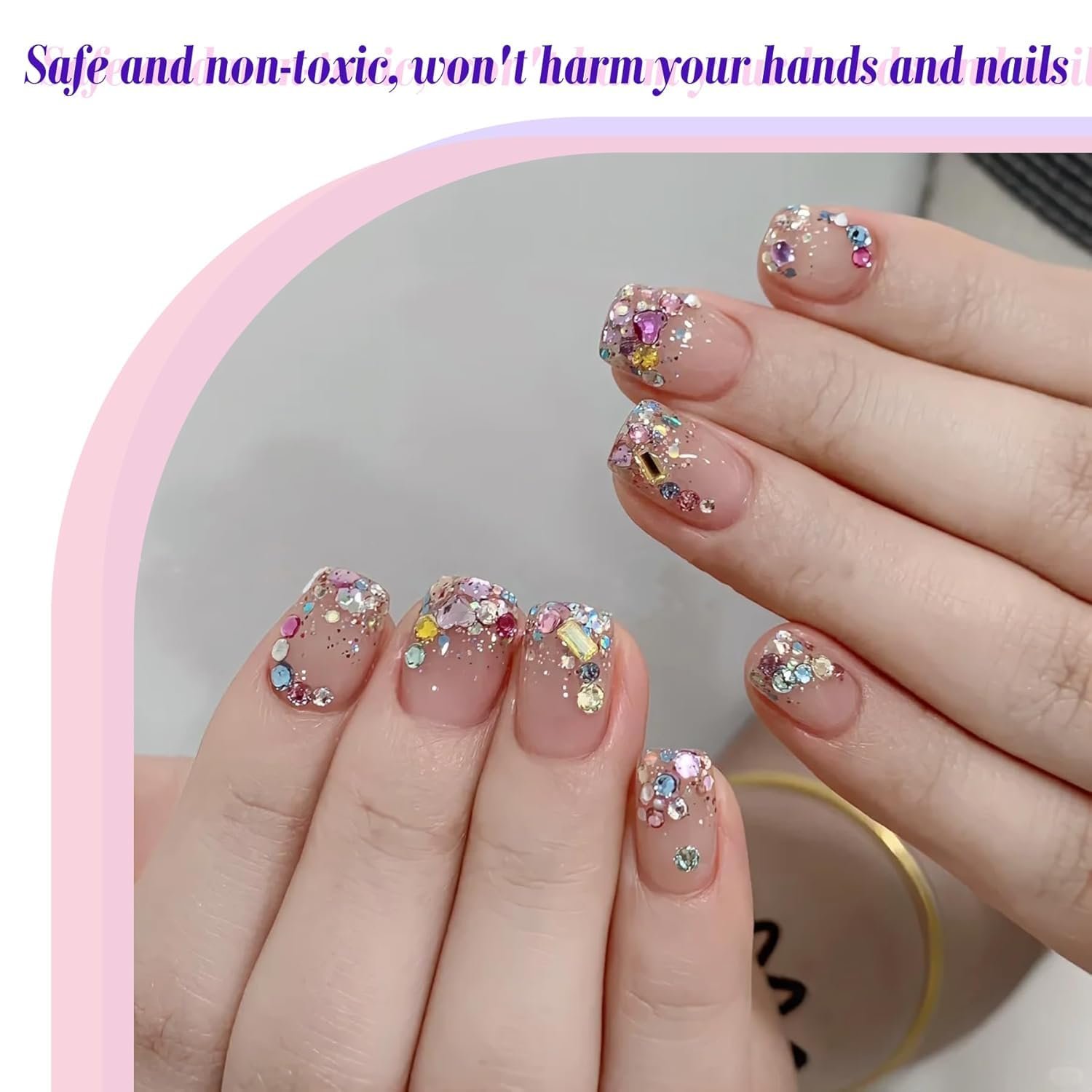 Стразы Набор Стразы и полукруглые бусины для ногтей AB Crystal Стразы с пинцетом и ручкой Плоские стразы для дизайна ногтей и DIY проектов, фото №4