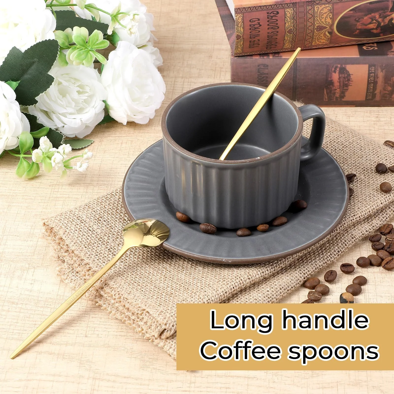 Ложка Десертна Маленька з нержавіючої сталі золота 13.3 cm, набір 8 шт, фото №6