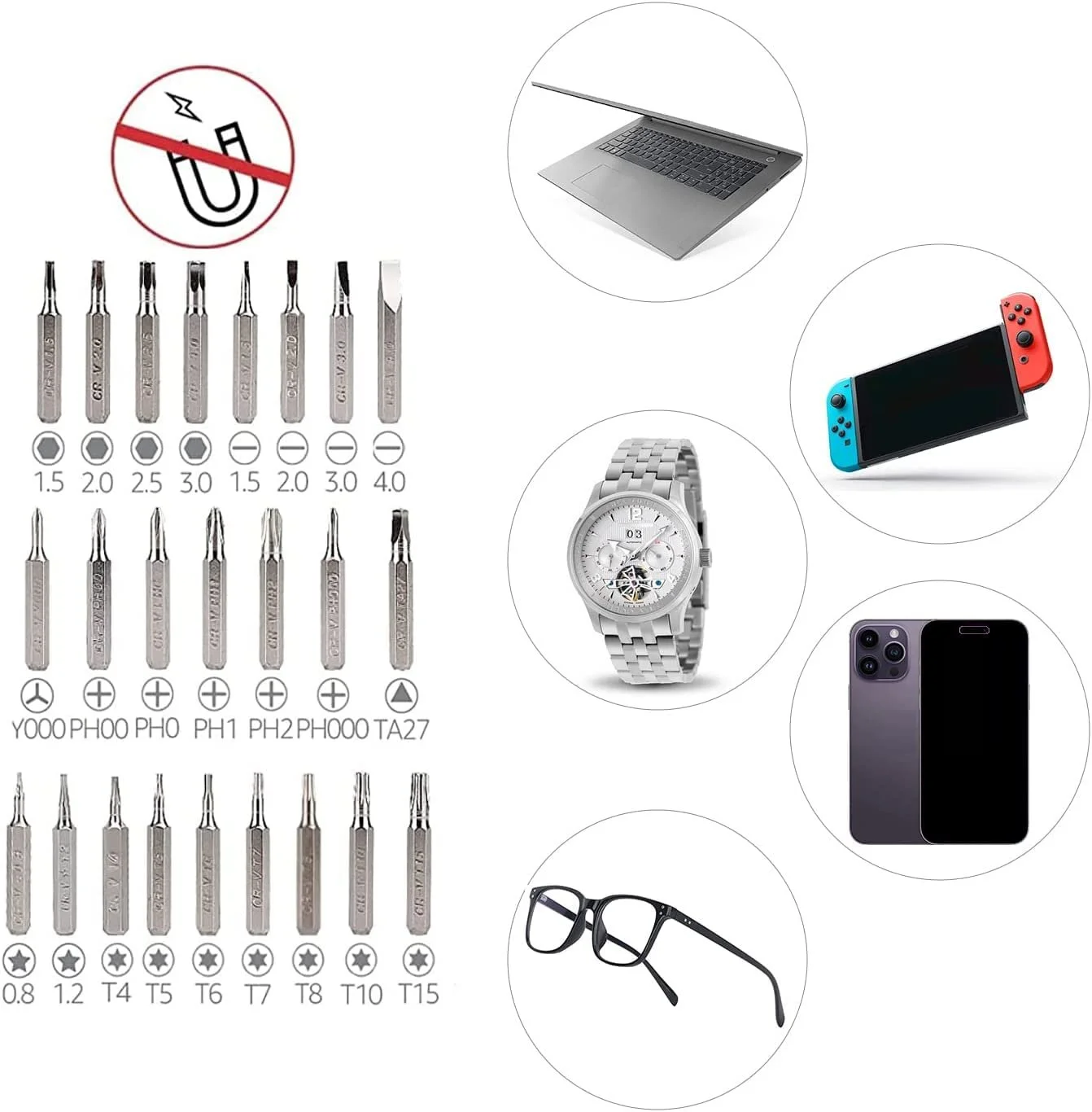 Набір викруток, гайкових ключів та магнітної тріскачки AmazonBasics 73 предмети, фото №5