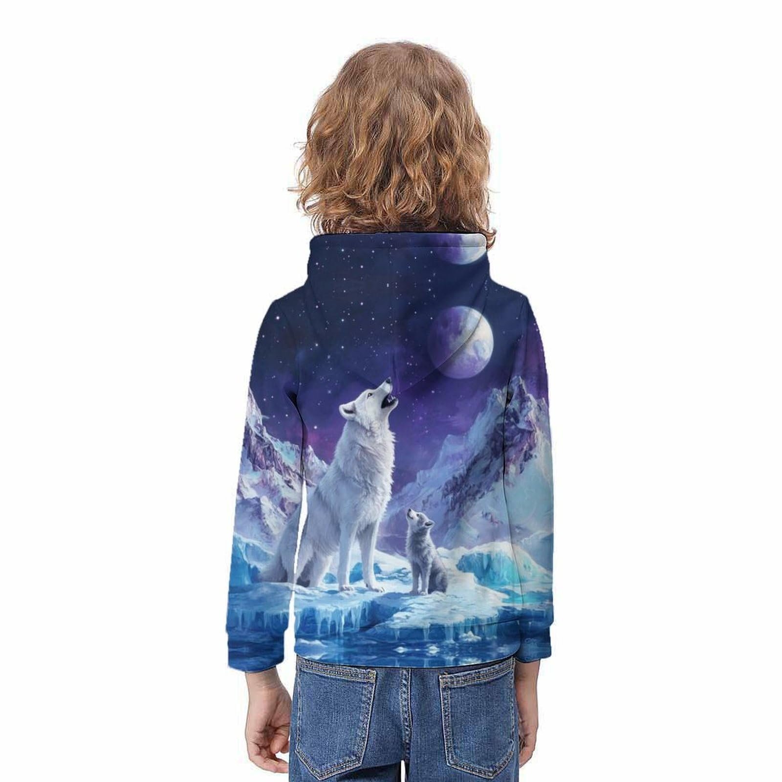 Худі для хлопчиків Wolf KHHKJBVCE 3D принт Довгий рукав З кишенями, фото №4