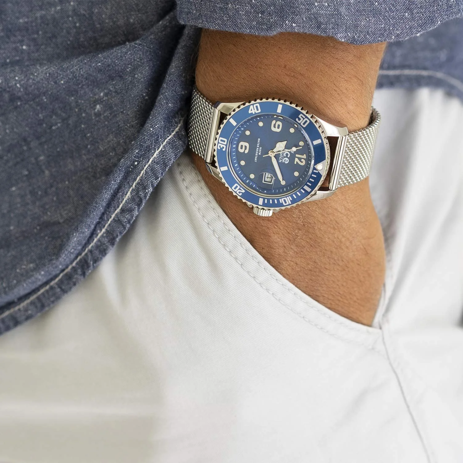 Годинник Ice-Watch ICE steel mesh blue Синій Чоловічий/Унісекс з металевим ремінцем - 017667 (Medium), фото №5 Годинник Ice-Watch ICE steel mesh blue Синій Чоловічий/Унісекс з металевим ремінцем - 017667 (Medium), фото №5