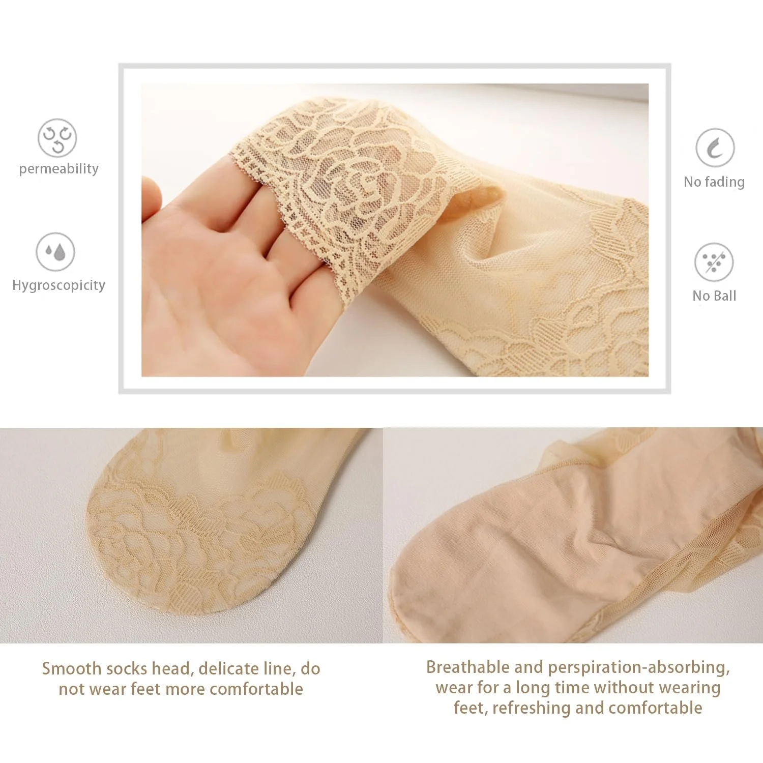 Жіночі шкарпетки, 6 пар, з мереживом, фото №3 Жіночі шкарпетки, 6 пар, з мереживом, фото №3