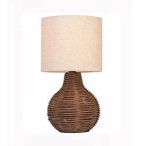 Настільна лампа ротангова E14 60 W 32.5 см Бежева - Фото 1