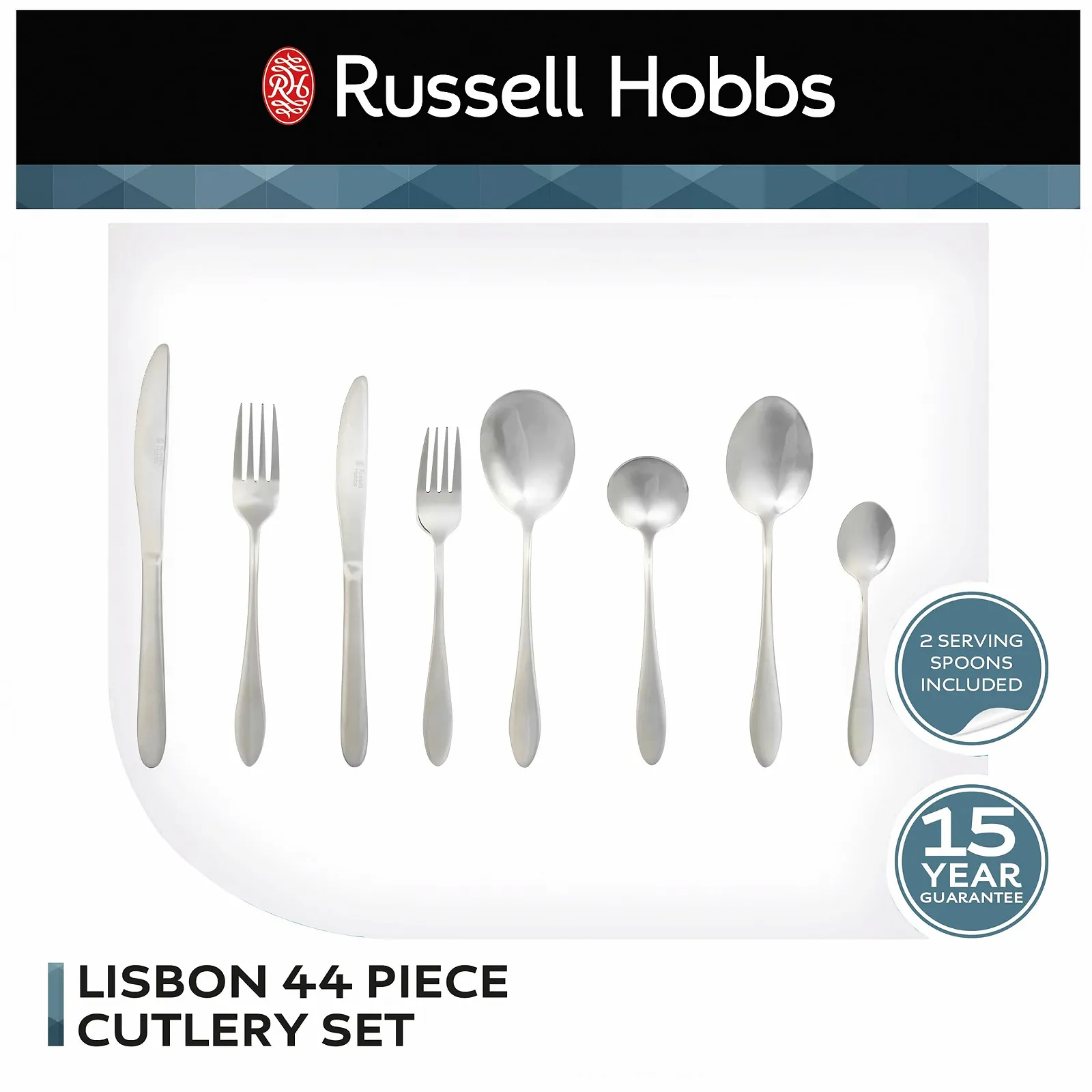 Набір столових приборів Russell Hobbs Lisbon RH02851EU7 44 предмети, фото №2 Набір столових приборів Russell Hobbs Lisbon RH02851EU7 44 предмети, фото №2