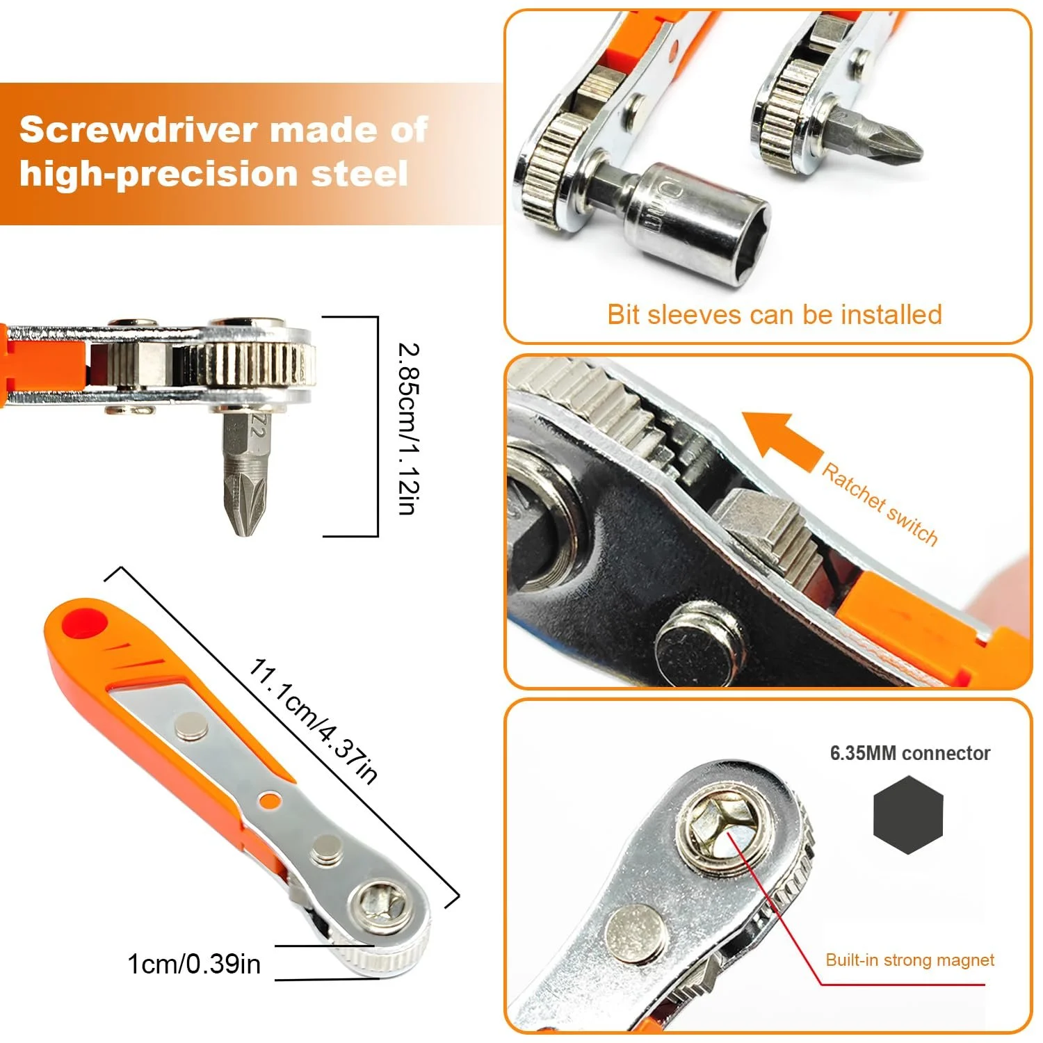 Набір викруток з тріскачкою 1/4 Магнітний Phillips Slotted Torx Hex 19 предметів, фото №3