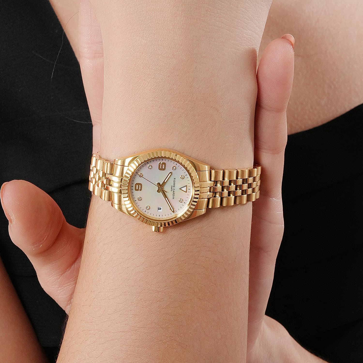 Женские часы Pierre Cardin Opéra Timbre CF.1012.MG MOP, золото / белый, разноцветный, браслет, фото №7