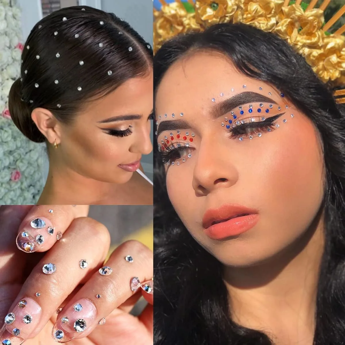 Самоклеящиеся блестящие стразы 15 цветов, косметические блестящие стразы для лица, 3 мм, 4 мм, 5 мм (900 шт.), фото №2 Самоклеящиеся блестящие стразы 15 цветов, косметические блестящие стразы для лица, 3 мм, 4 мм, 5 мм (900 шт.), фото №2