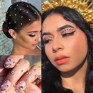 Самоклеящиеся блестящие стразы 15 цветов, косметические блестящие стразы для лица, 3 мм, 4 мм, 5 мм (900 шт.) synthetic.ua - Фото 1