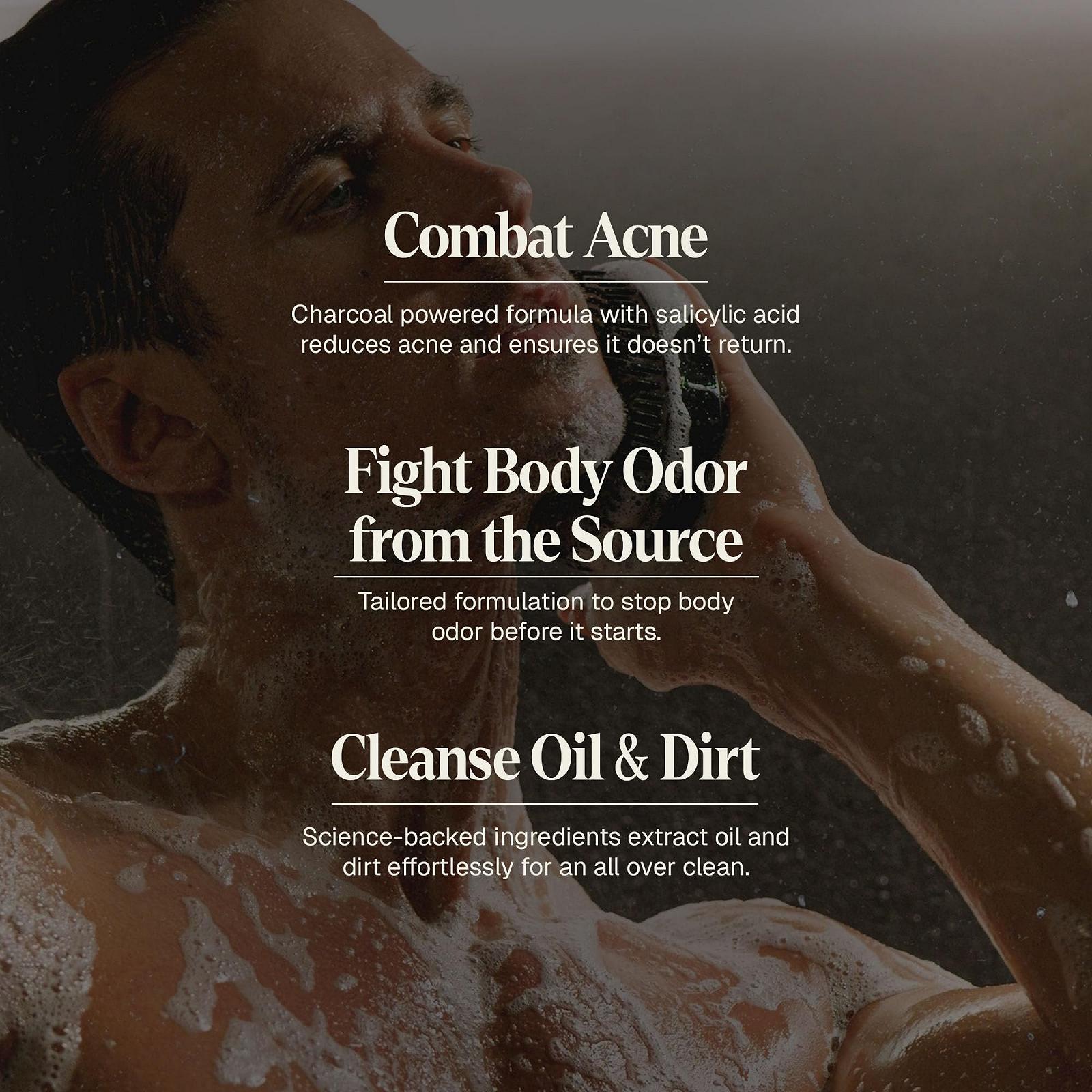 Засіб для миття тіла Black Wolf Charcoal Powder для чоловіків 10 фл. унц. З вугільним порошком та саліциловою кислотою для зменшення висипань та очищення шкіри Густа піна Без парабенів, фото №3