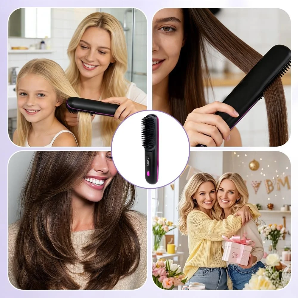 Беспроводная щетка-выпрямитель Foreverup Для коротких волос Аккумуляторная, фото №7 Беспроводная щетка-выпрямитель Foreverup Для коротких волос Аккумуляторная, фото №7