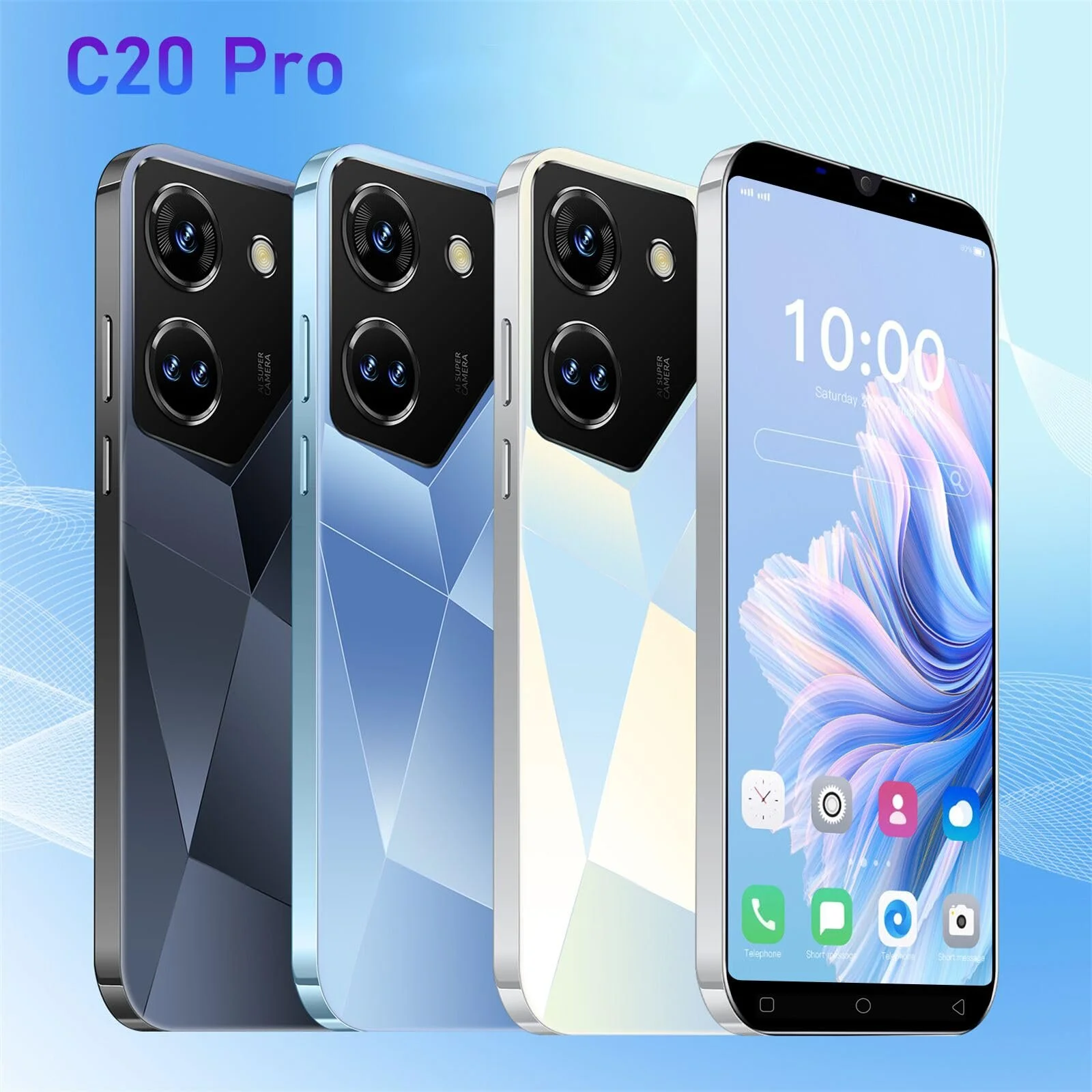 Смартфон JtQtJ C20Pro 5 дюймів IPS 16GB ROM 128GB Expandable Android 9.0 Dual SIM Dual Camera 3G Navy Blue (HS-C20Pro-Navy Blue), фото №2 Смартфон JtQtJ C20Pro 5 дюймів IPS 16GB ROM 128GB Expandable Android 9.0 Dual SIM Dual Camera 3G Navy Blue (HS-C20Pro-Navy Blue), фото №2