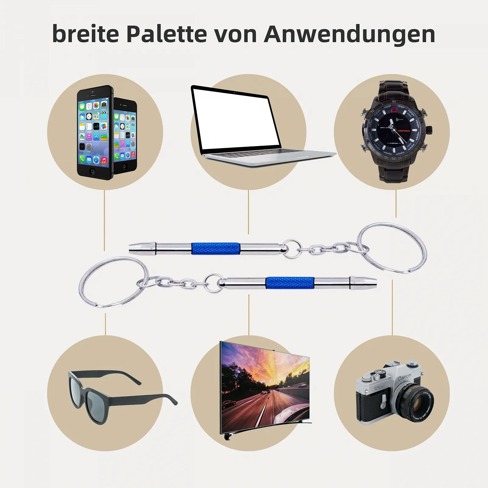 Набір Precision 4 в 1 Набір точних викруток для окулярів та годинників з брелоком із нержавіючої сталі, фото №4