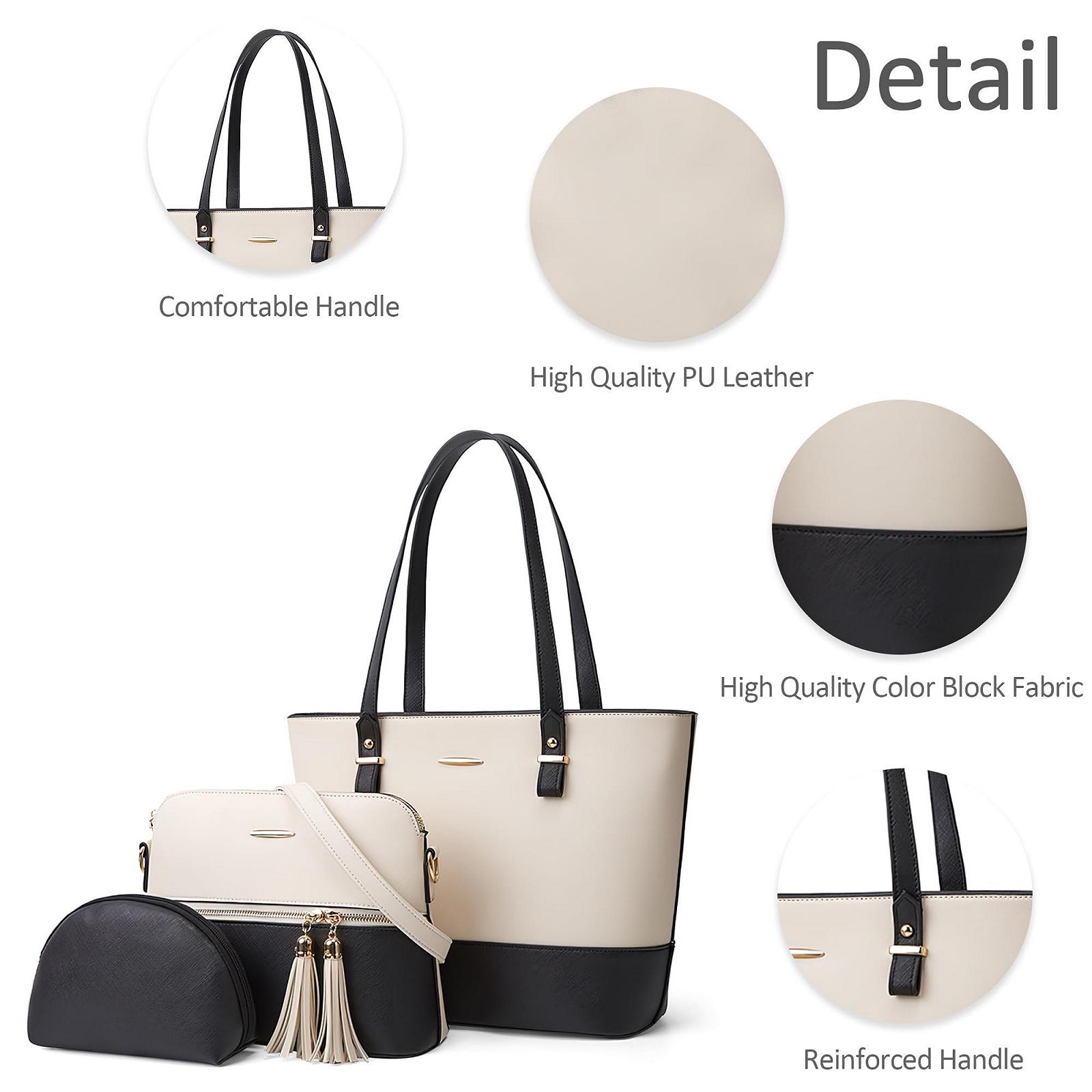 Набор Сумок DORRISO, 3 шт, из ПУ кожи, белая с черным, фото №5