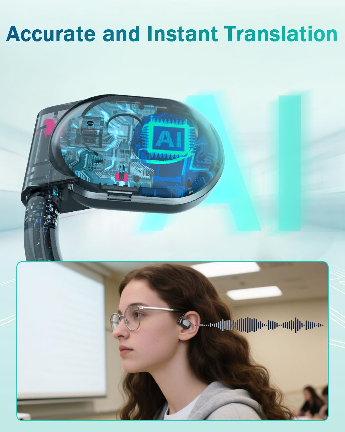 Навушники-перекладачі AI MONODEAL, 134 мови, режими перекладу в реальному часі 4, Bluetooth 5.4, для подорожей та бізнесу, фото №7