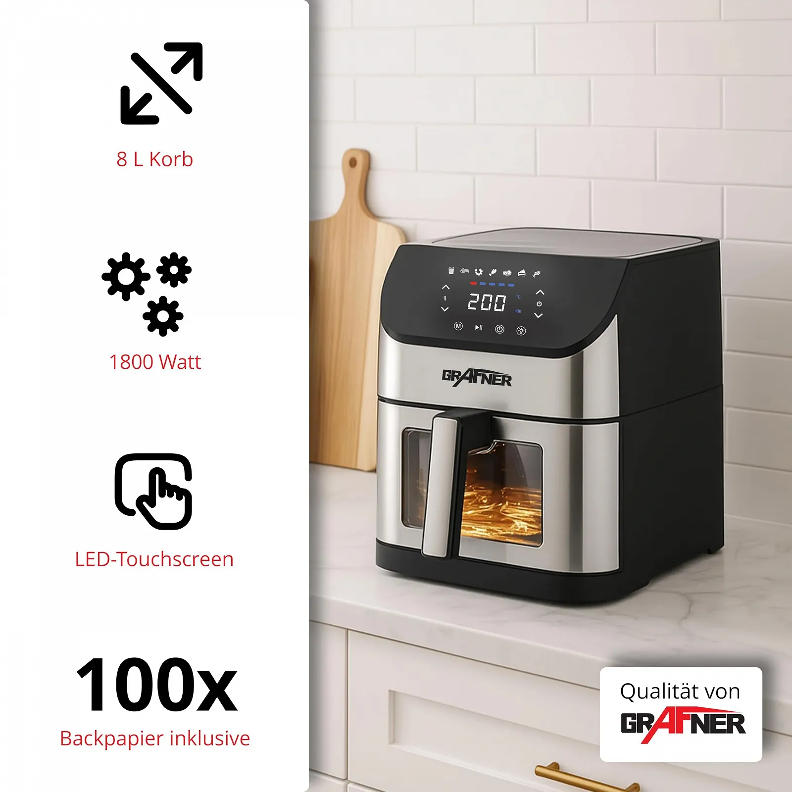 Мультипіч Grafner XXL 8 л 1800 Вт Нержавіюча сталь, фото №3 Мультипіч Grafner XXL 8 л 1800 Вт Нержавіюча сталь, фото №3