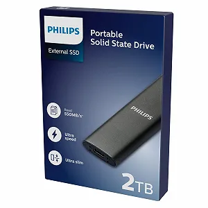Внешний портативный SSD-накопитель Philips 2TB Ultra Slim SATA USB-C 550MB/s Алюминий Антрацит synthetic.ua - Фото 1