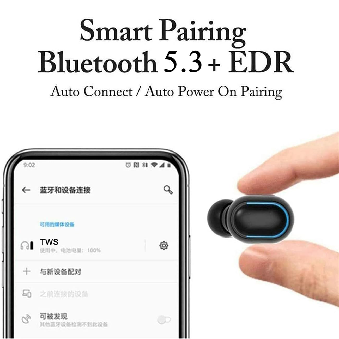 Наушники PIAAURRS Bluetooth 5.3 Вкладыши с LED дисплеем HiFi Стерео Встроенный микрофон IPX7 Водонепроницаемые Спортивные, фото №5