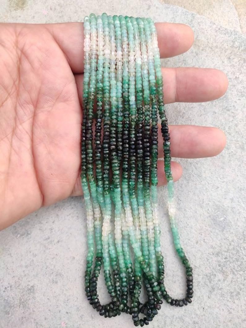 Натуральный изумруд, граненые бусины рондель, 3-4 мм, нить длиной 40 см бусины из драгоценных камней для ожерелья, браслета, фото №2