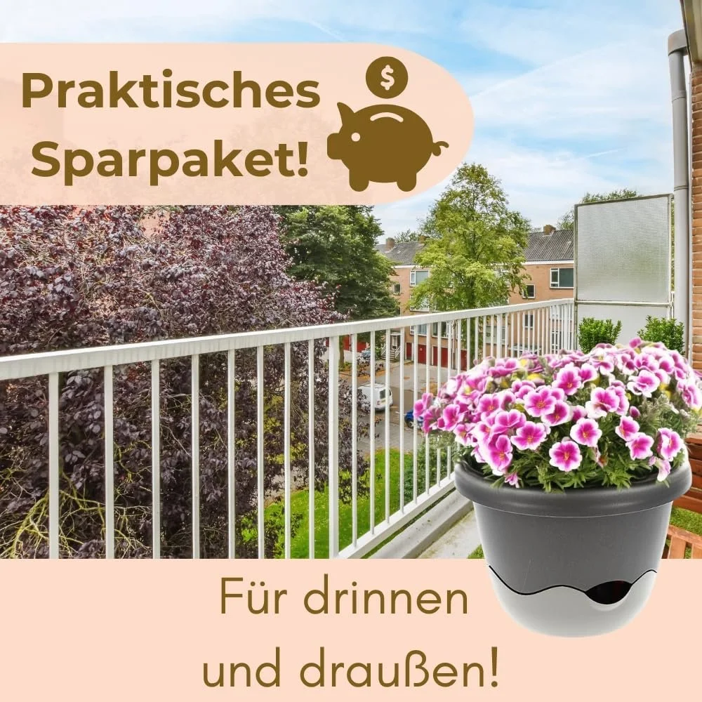 Подвесные цветочные горшки GarPet 2 шт. 25 см с резервуаром для воды Слоновая кость 25 x 25 x 16 см, фото №6 Подвесные цветочные горшки GarPet 2 шт. 25 см с резервуаром для воды Слоновая кость 25 x 25 x 16 см, фото №6