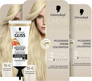 Фарба для волосся Schwarzkopf Creme Supreme Coloration 10-0 Ультра Світлий Натуральний Блондин (3 x 182 мл) - Фото 1