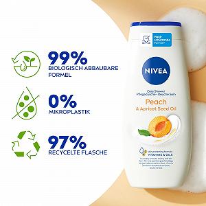 Гель-уход для душа NIVEA Peach & Apricot Seed Oil питательный 250 мл synthetic.ua - Фото 1