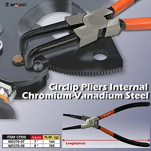 Круглогубцы для внутренних стопорных колец WEDO 9 дюймов, изогнутые, CR-V сталь synthetic.ua - Фото 1