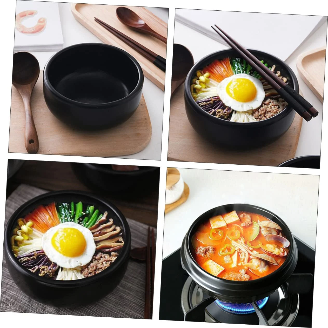 Кастрюля для запекания керамическая для бибимбапа термостойкая с глазурью 1 шт., фото №7