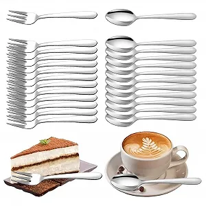 Набір маленьких виделок та чайних ложок Tutamaz, 24 шт. Сріблястий - Фото 1