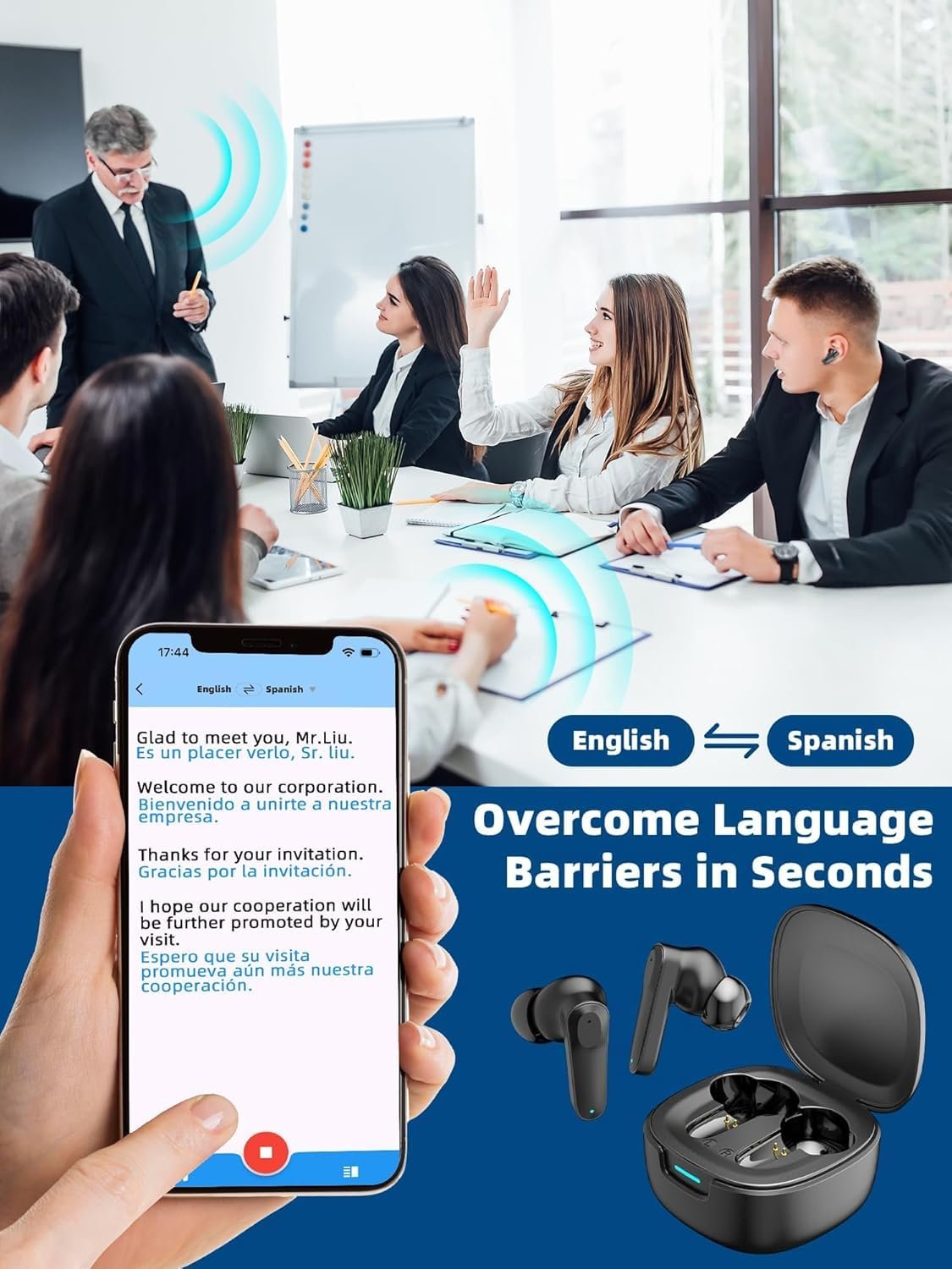 Навушники для перекладу голосу AI Двосторонній 144 мовами в реальному часі для iOS та Android, фото №7 Навушники для перекладу голосу AI Двосторонній 144 мовами в реальному часі для iOS та Android, фото №7