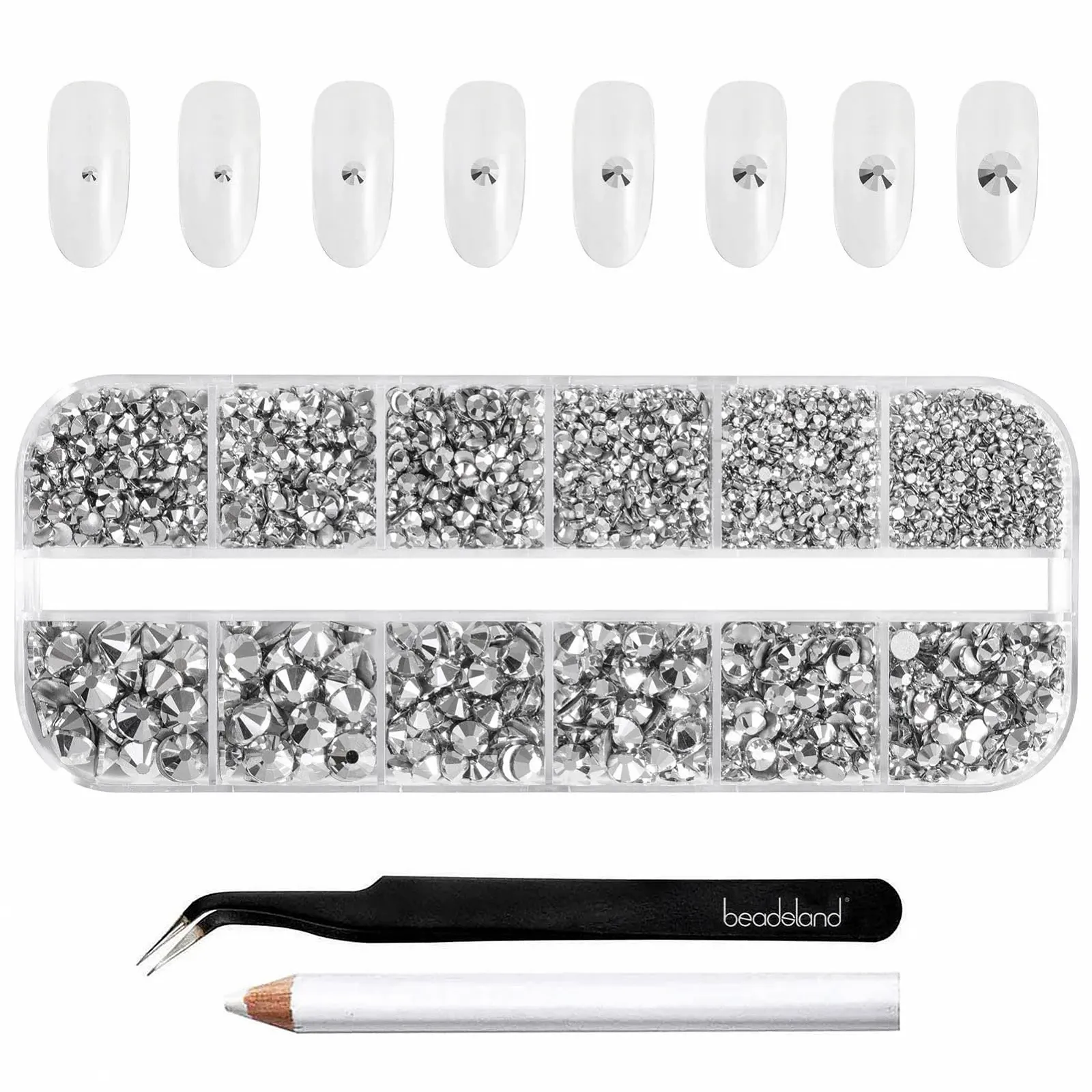 Стразы для ногтей Фиолетовый Бархат SS4-SS30 Серебряная Гема, 2500 шт, фото №1