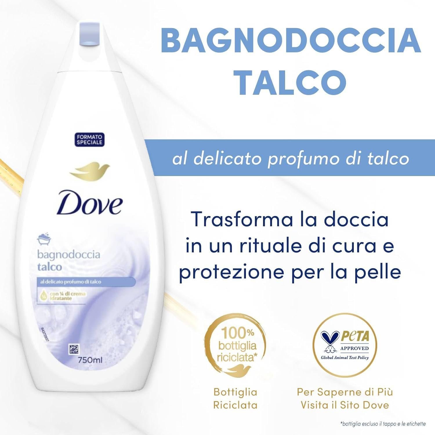 Гель для душу Dove Talcum Beauty Bath 12 х 750 мл, фото №2