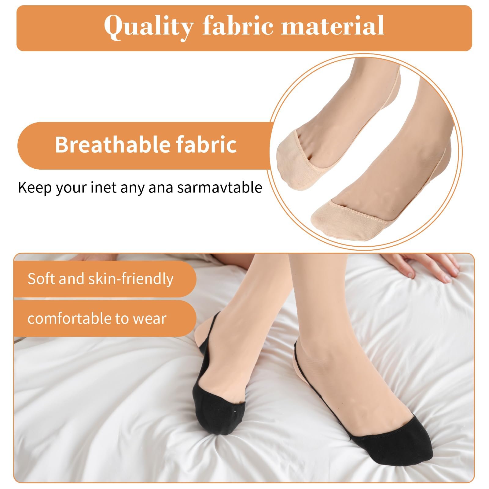 Носки-следки Женские M Черный, Телесный, Телесный + черный, 4/6 пары, фото №5