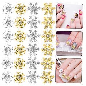 Украшения для ногтей в виде снежинок Mikinona, 40 шт., для праздничного маникюра, искусственные ногти, сплав synthetic.ua - Фото 1