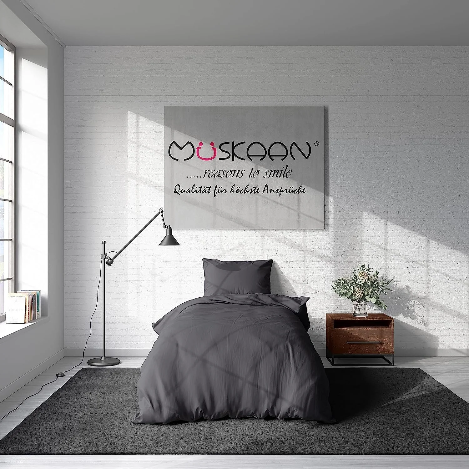 Комплект постільної білизни Visaggio 4 шт. 155 x 220 см мікрофібра однотонний на блискавці антрацит, фото №3