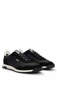 Кросівки BOSS Zayn Lowp на шнурівці з текстурованої тканини із замшевими деталями synthetic.ua - Фото 1