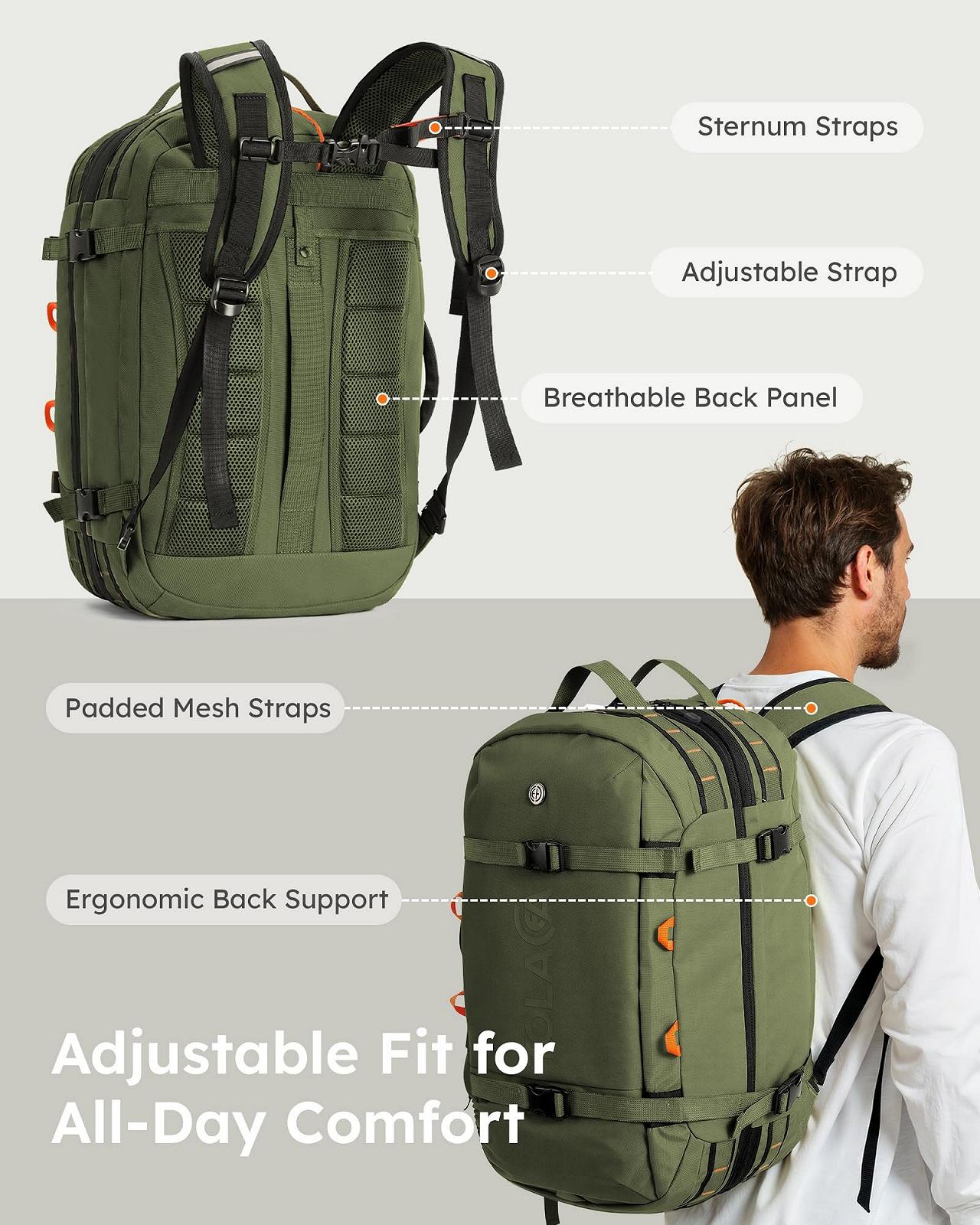 Рюкзак для ноутбука Tolaccea Travel 15.6 дюймів TSA Expandable 40L-50L Ручна поклажа 4 в 1, фото №9 Рюкзак для ноутбука Tolaccea Travel 15.6 дюймів TSA Expandable 40L-50L Ручна поклажа 4 в 1, фото №9