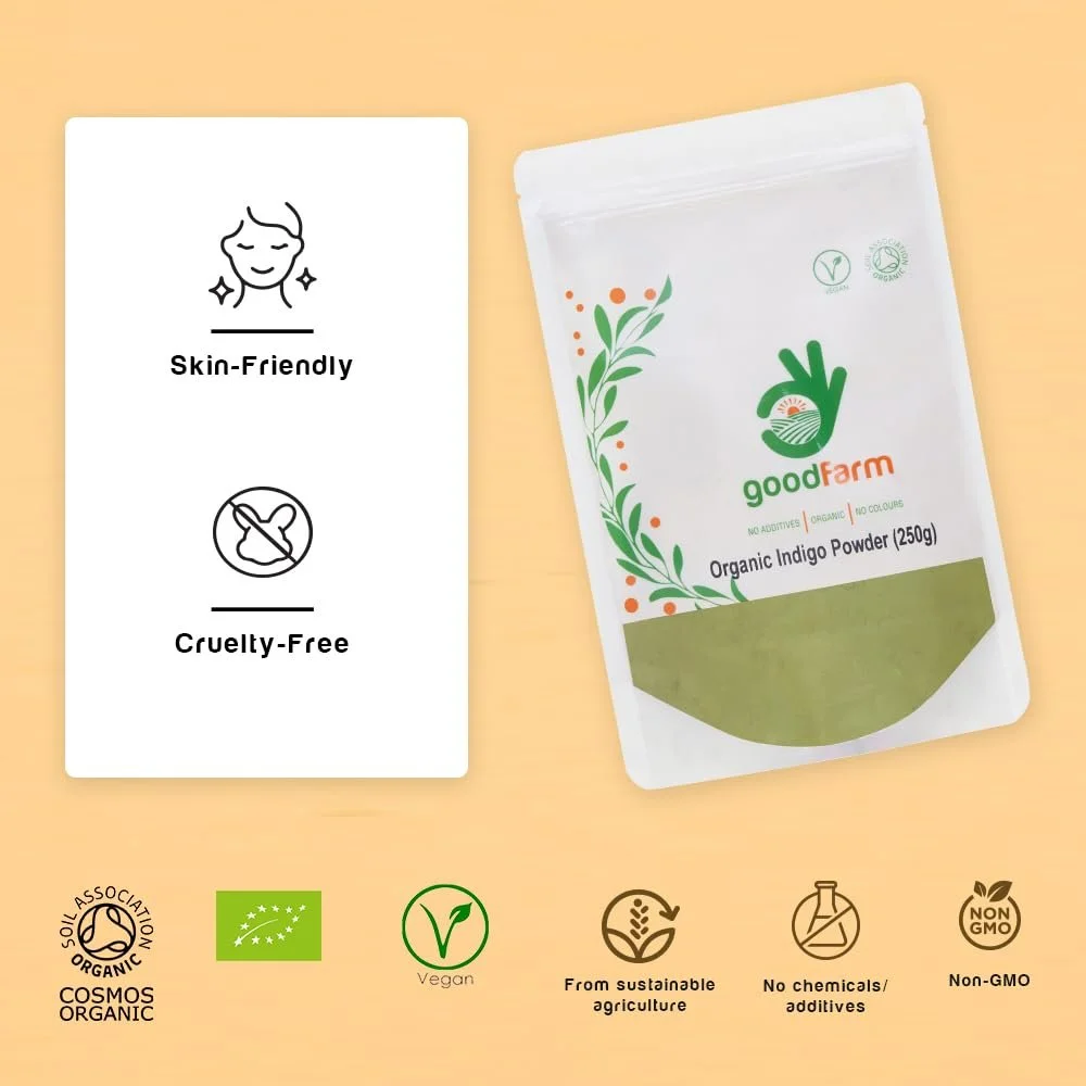 Фарба для волосся Indigo goodFarm Organic, 250 г - Органічна рослинна, натуральний колір, фото №4