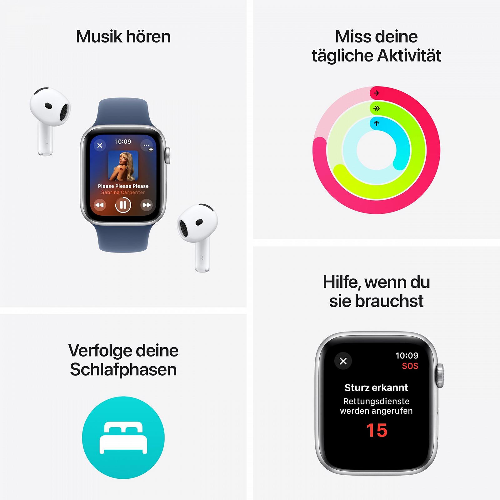 Смарт-годинник Apple Watch SE (2nd Generation) GPS 40mm алюмінієвий корпус сріблястий та Sport Loop синій колір хмари (One Size), фото №3