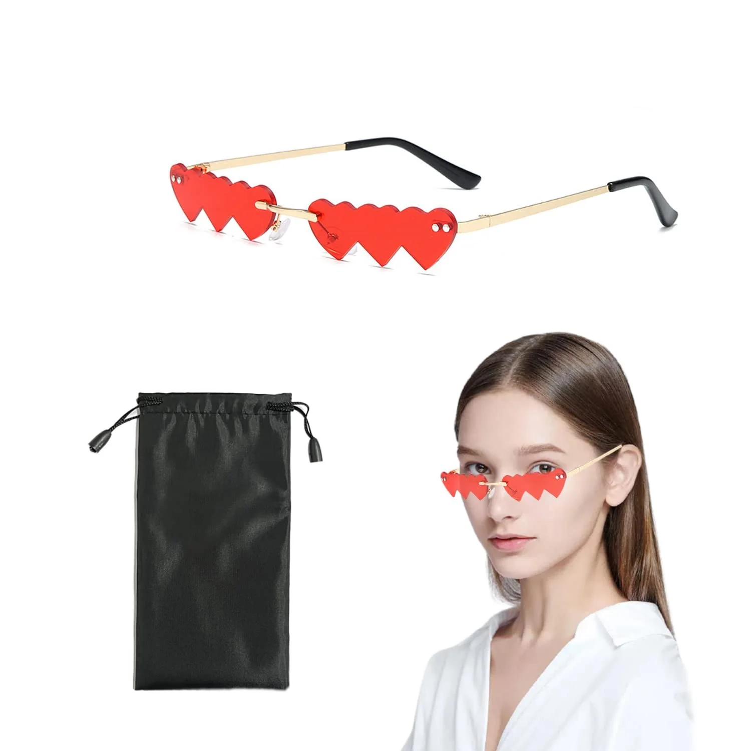 Сонцезахисні Окуляри Серце TIANNAIT Пара З Сумкою для Окулярів Незвичайної Форми, фото №1
