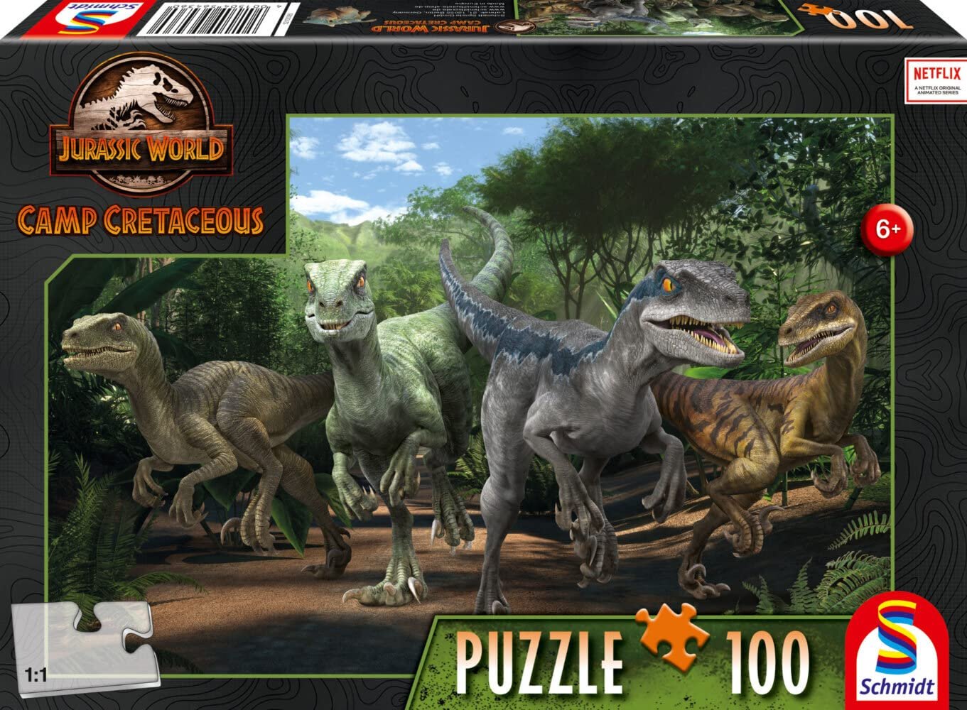 Детский пазл Schmidt Spiele Jurassic World New Adventure 56436 The Velociraptor Pack 100 деталей цветной, фото №1 Детский пазл Schmidt Spiele Jurassic World New Adventure 56436 The Velociraptor Pack 100 деталей цветной, фото №1