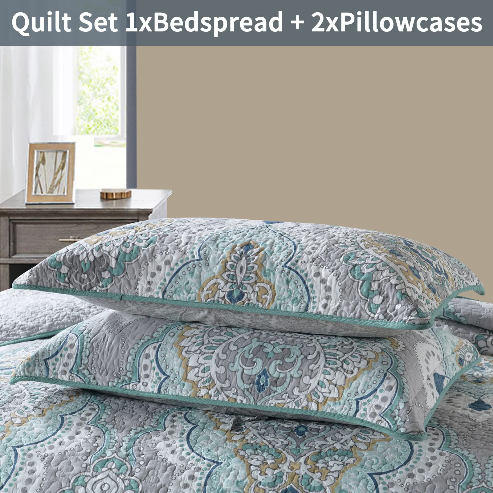 Покривало Qucover Бароко 220 x 240 см Бавовна Сірий, фото №2 Покривало Qucover Бароко 220 x 240 см Бавовна Сірий, фото №2