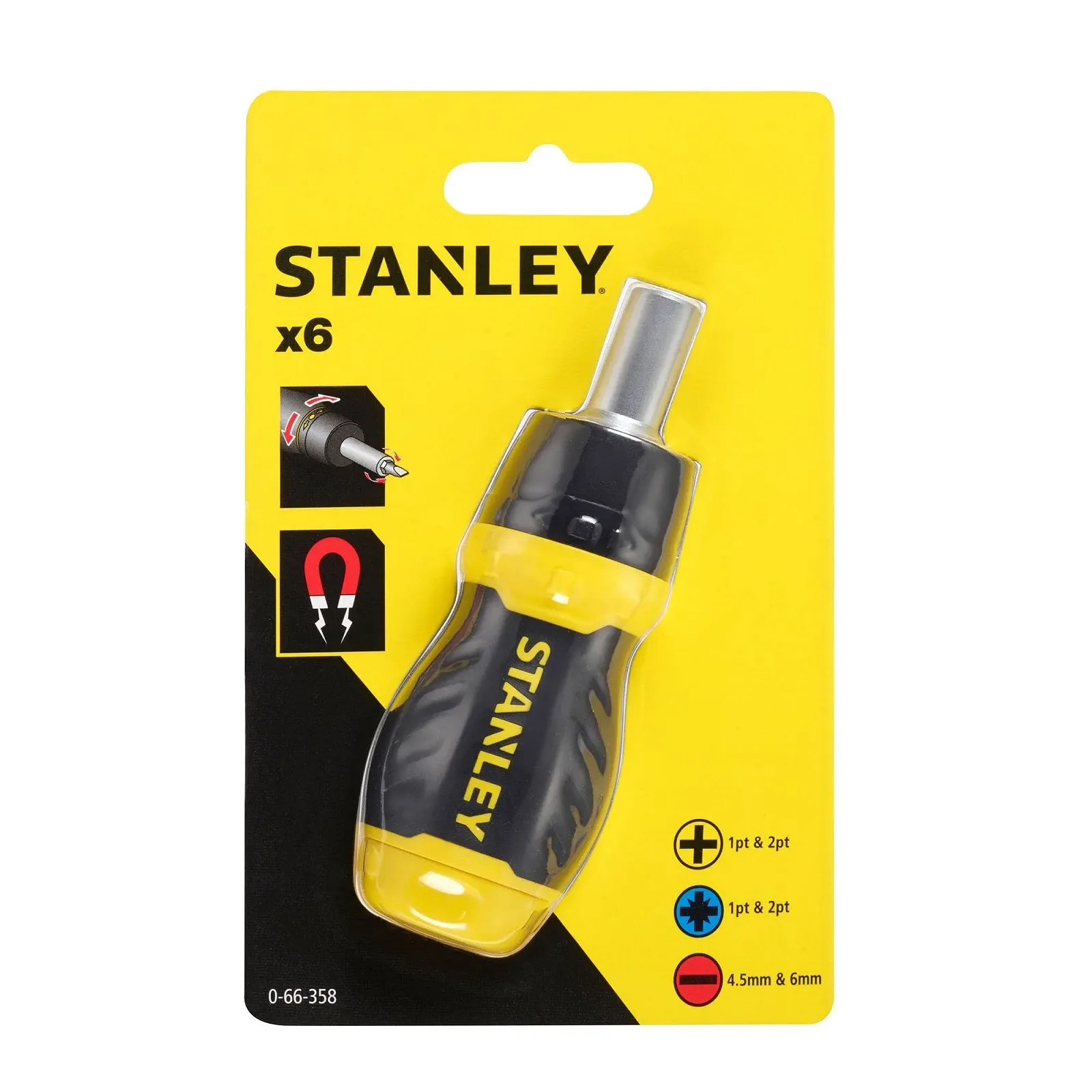 Викрутка з набором біт Stanley 066358 Stubby з храповим механізмом, фото №12