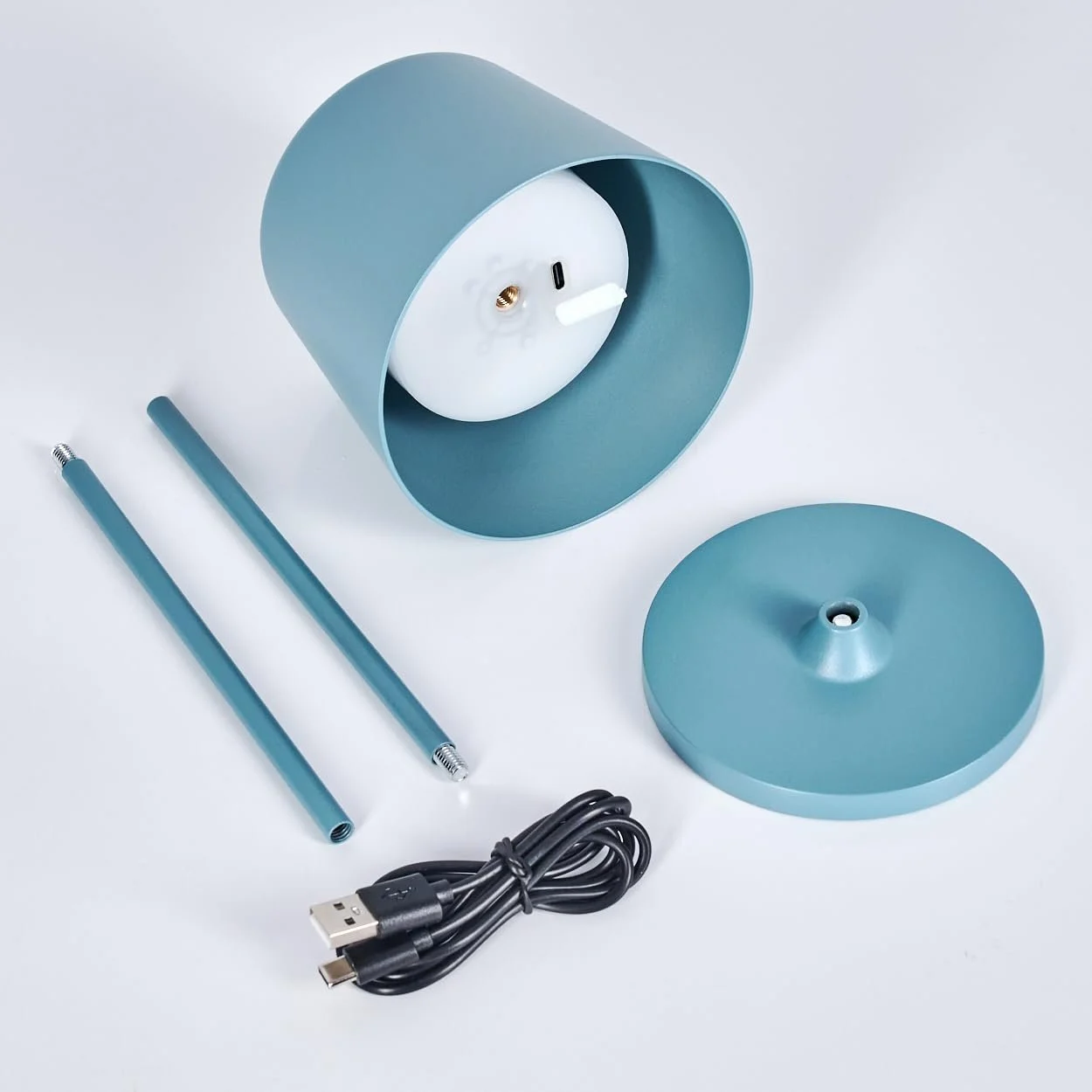 Настільна лампа HOFSTEIN Belece LED набір з 2 шт димована металева/пластикова 37 см USB-C акумуляторна IP44 синя/біла, фото №6