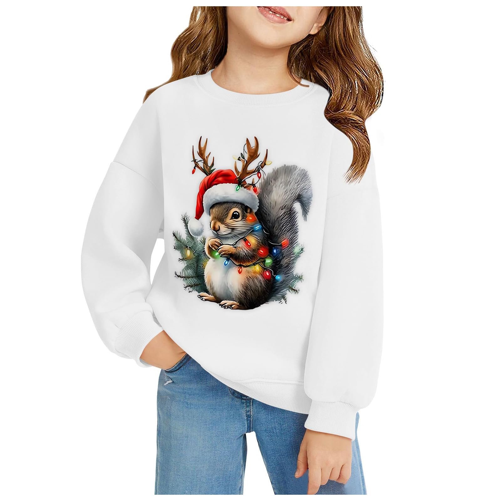 Світшот Generisch Дитячий Різдвяний Принт Білка Довгий Рукав, фото №2