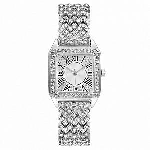 Квадратные часы Generisch для женщин, инкрустация из нержавеющей стали, ремешок из циркония, модный циферблат с римским текстом, кварцевые часы для женщин, аналоговые кварцевые часы для женщин - Фото 1