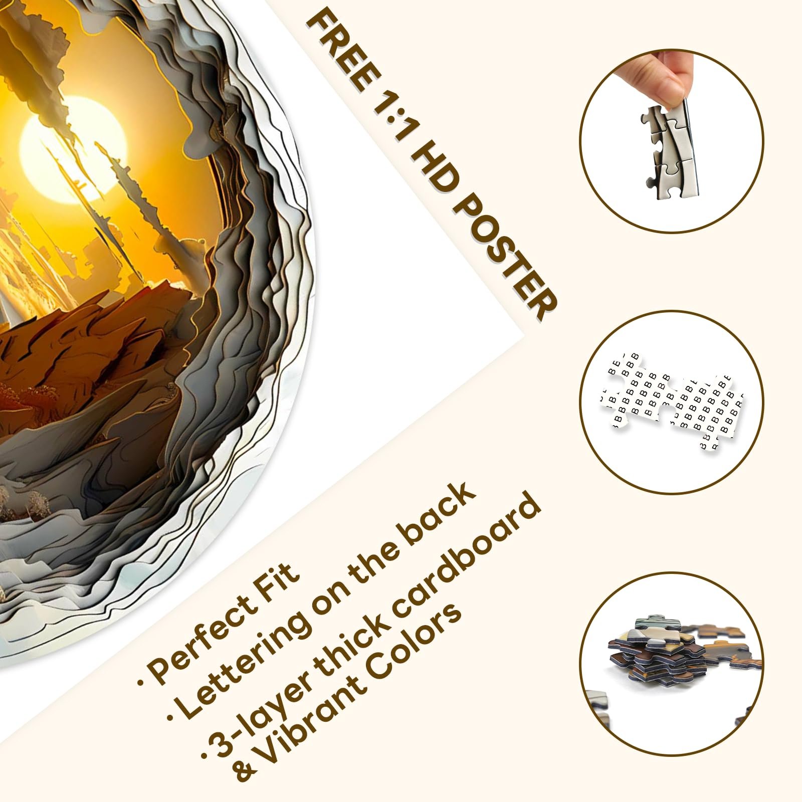 Пазл Adult Classic Rounds Visual 3D Cave Landscape 1000 елементів 67.5 x 67.5 см Блакитний, фото №7