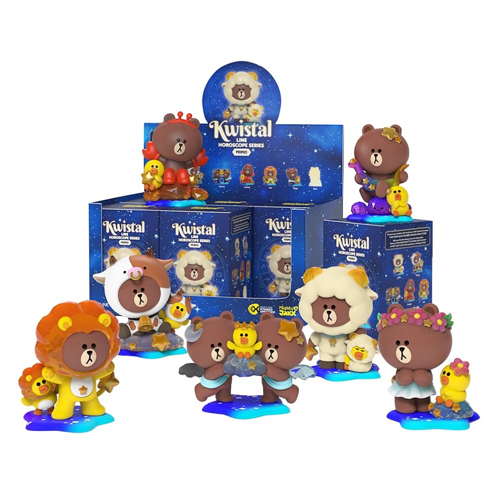 Фигурки Mighty Jaxx Line Friends Horoscope Kwistal Fwenz Primus Series, набор из 6 штук, фото №1